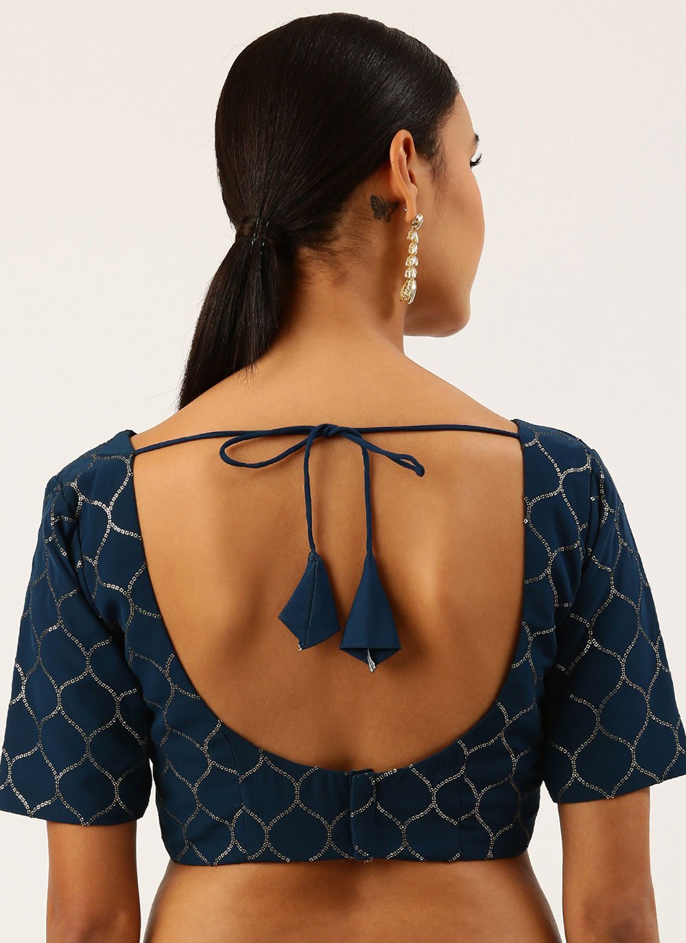 Designer Blouse Raw Silk Morpeach Sequins Blouse