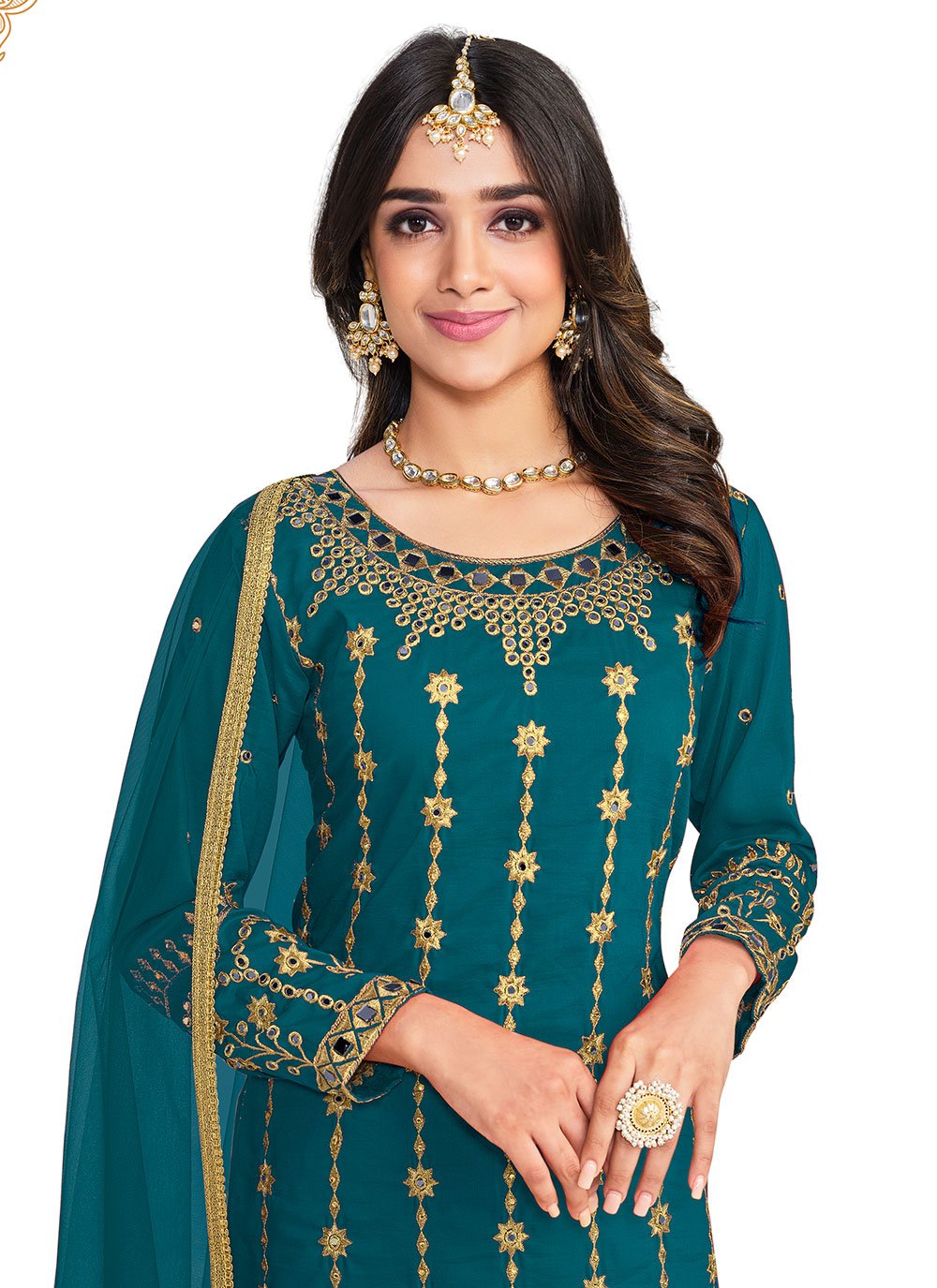 Trendy Suit Silk Morpeach Embroidered Salwar Kameez