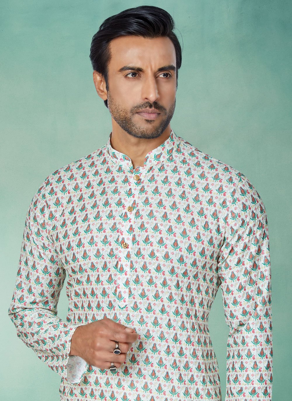 Kurta Pyjama Fancy Fabric Multi Colour Digital Print Mens