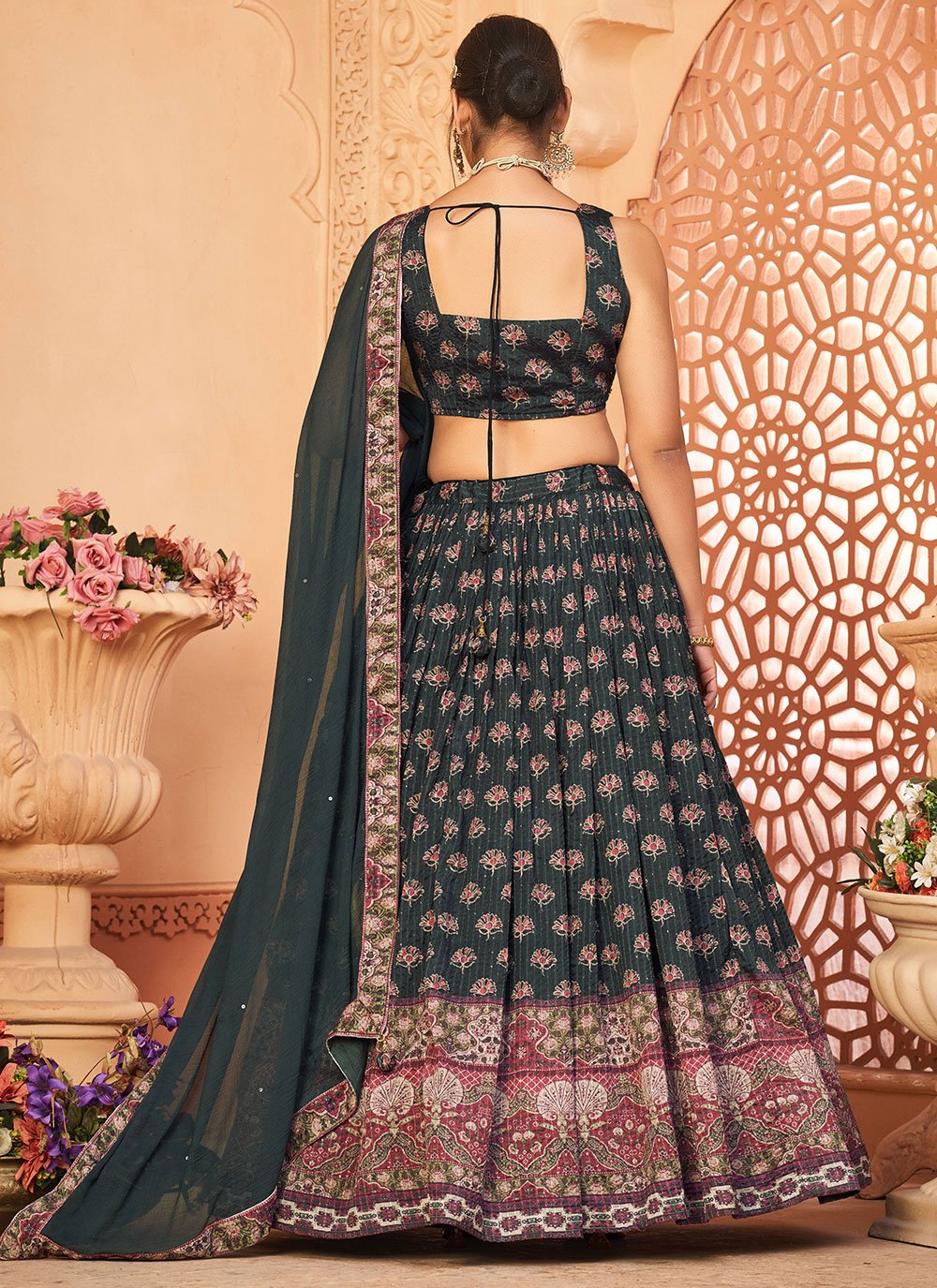 Lehenga Choli Chiffon Multi Colour Digital Print Lehenga Choli