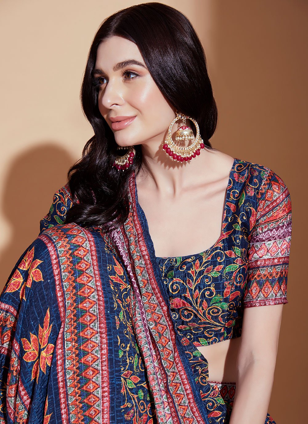 Lehenga Choli Chinon Multi Colour Digital Print Lehenga Choli