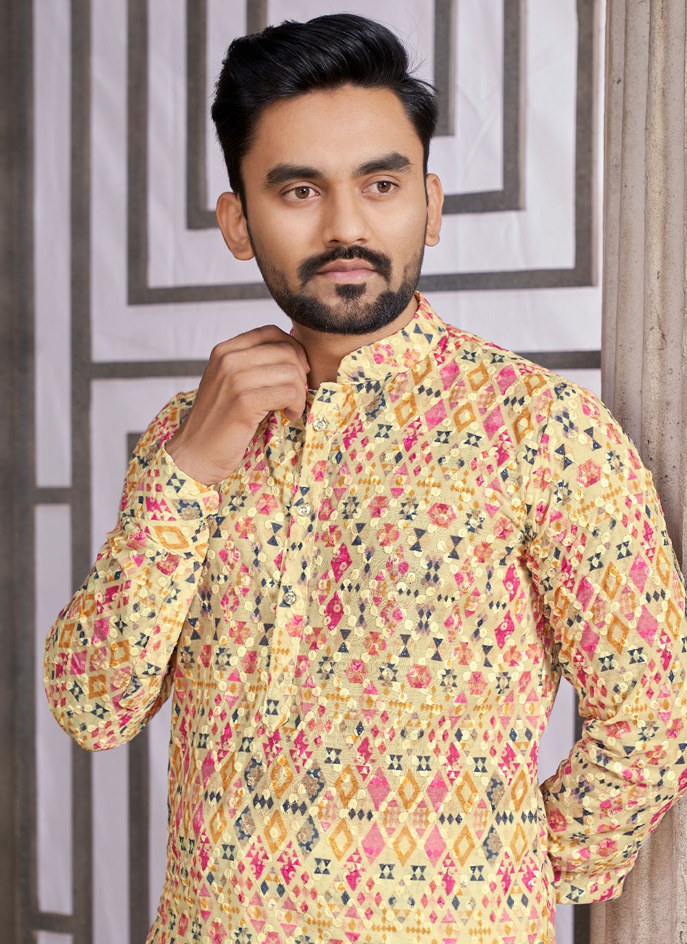 Kurta Pyjama Cotton Multi Colour Chicken Mens