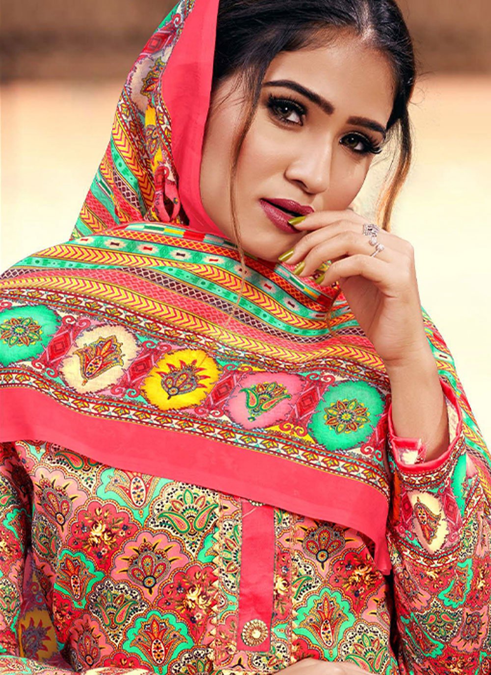 Palazzo Salwar Suit Cotton Multi Colour Digital Print Salwar Kameez