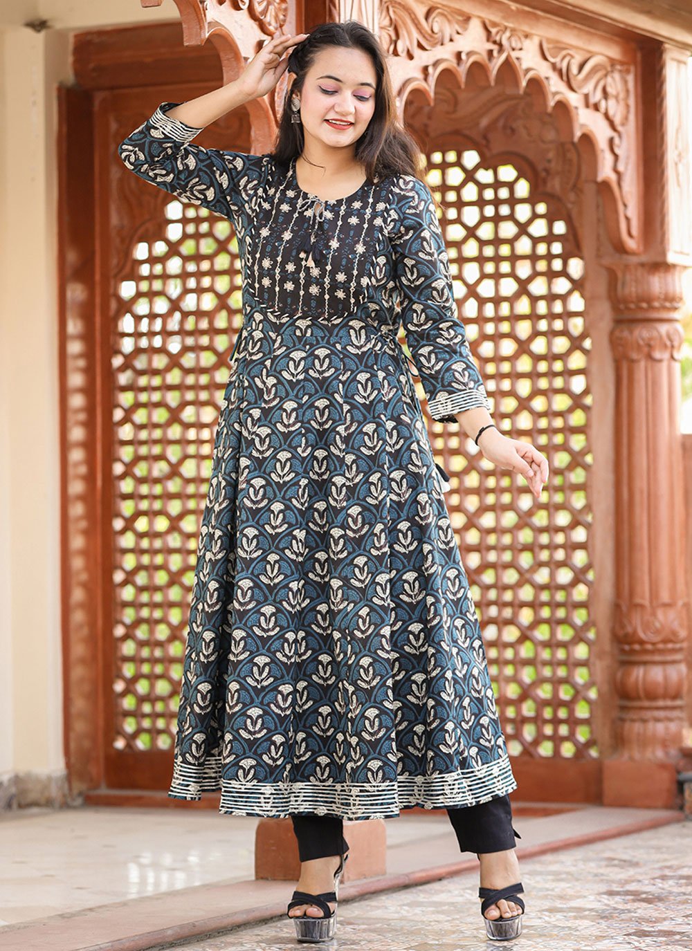 Party Wear Kurti Cotton Multi Colour Embroidered Kurtis – Kajols