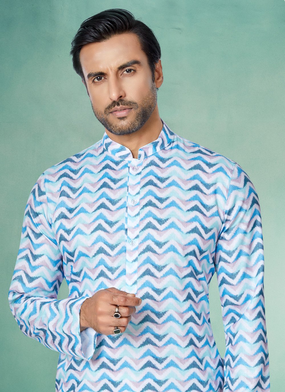 Kurta Pyjama Cotton Multi Colour Digital Print Mens