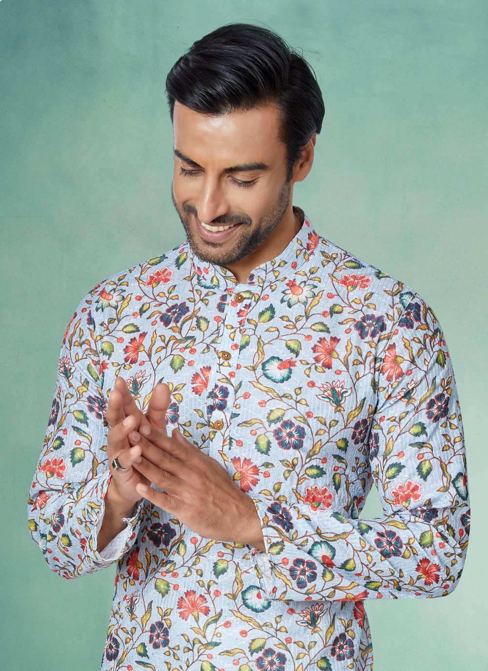 Kurta Pyjama Fancy Fabric Multi Colour Digital Print Mens