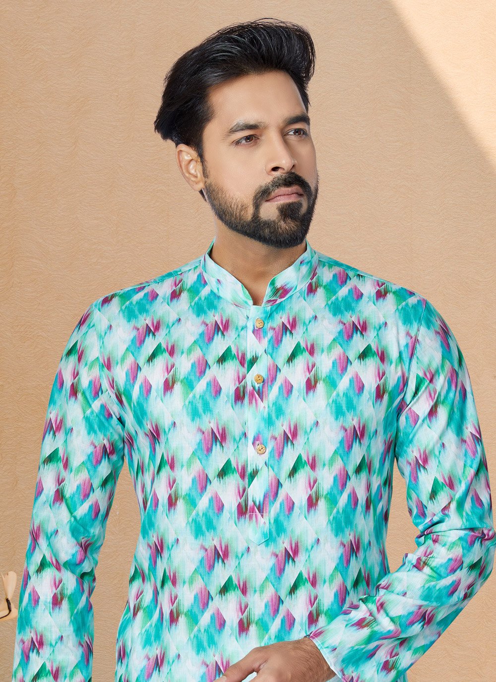 Kurta Pyjama Cotton Multi Colour Digital Print Mens