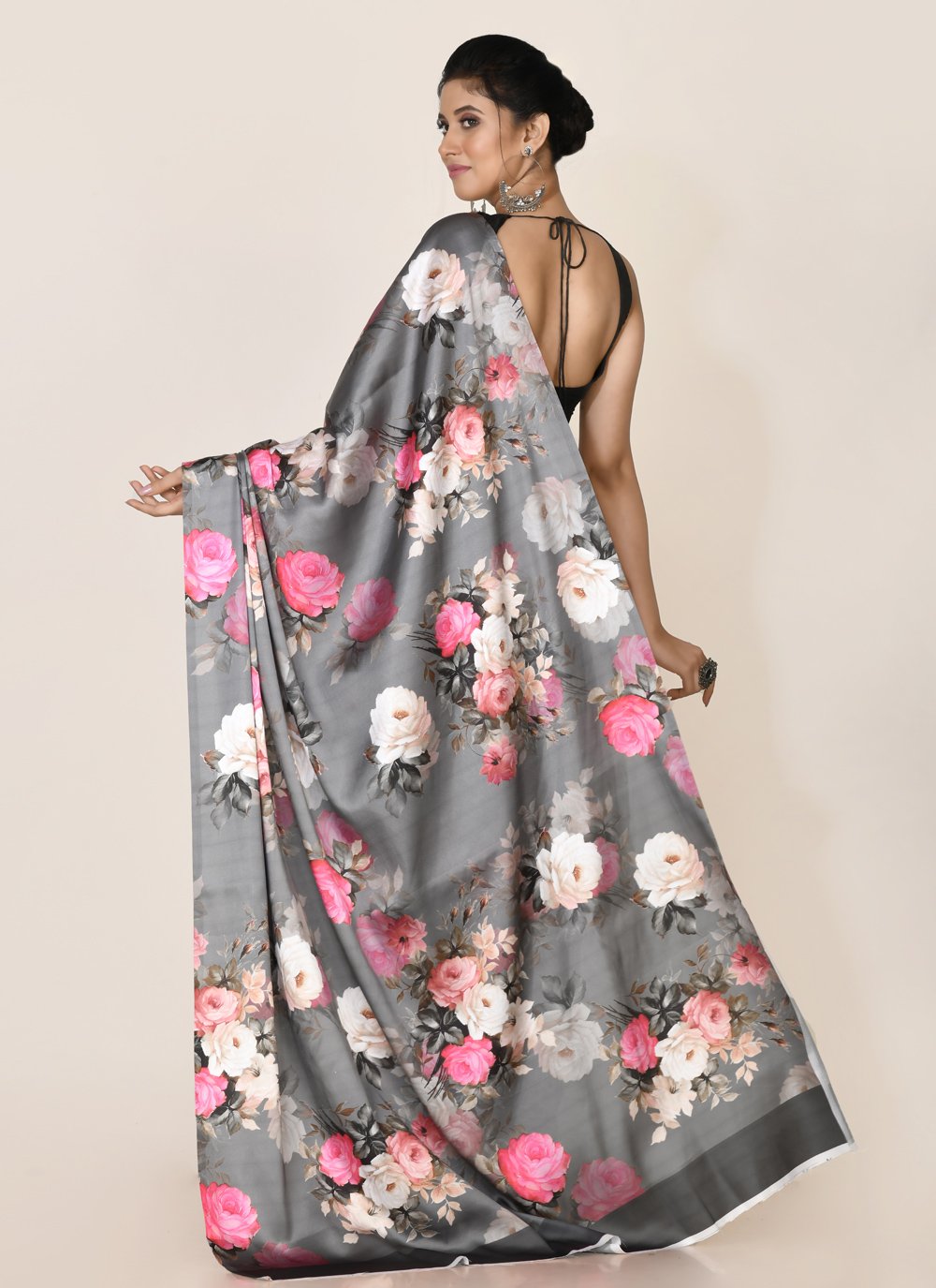 Designer Satin Multi Colour Digital Print Saree