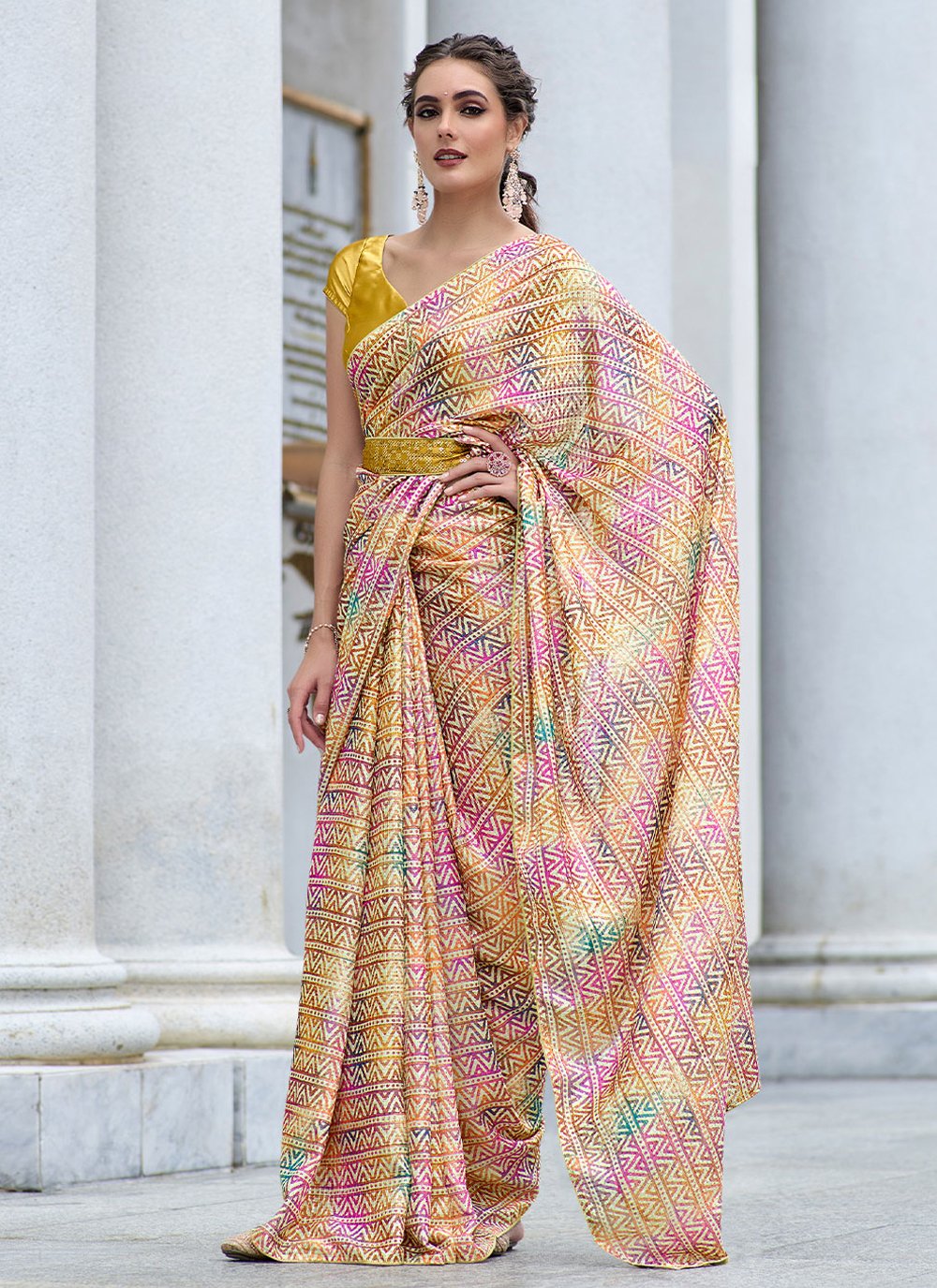 Classic Rangoli Silk Multi Colour Digital Print Saree