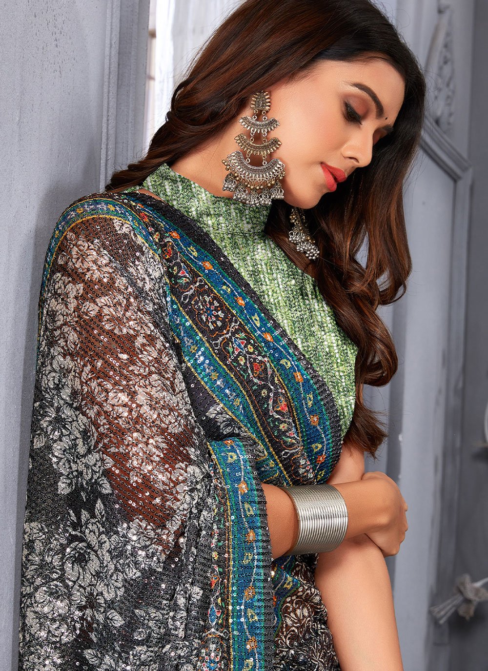 Trendy Saree Net Multi Colour Digital Print Saree