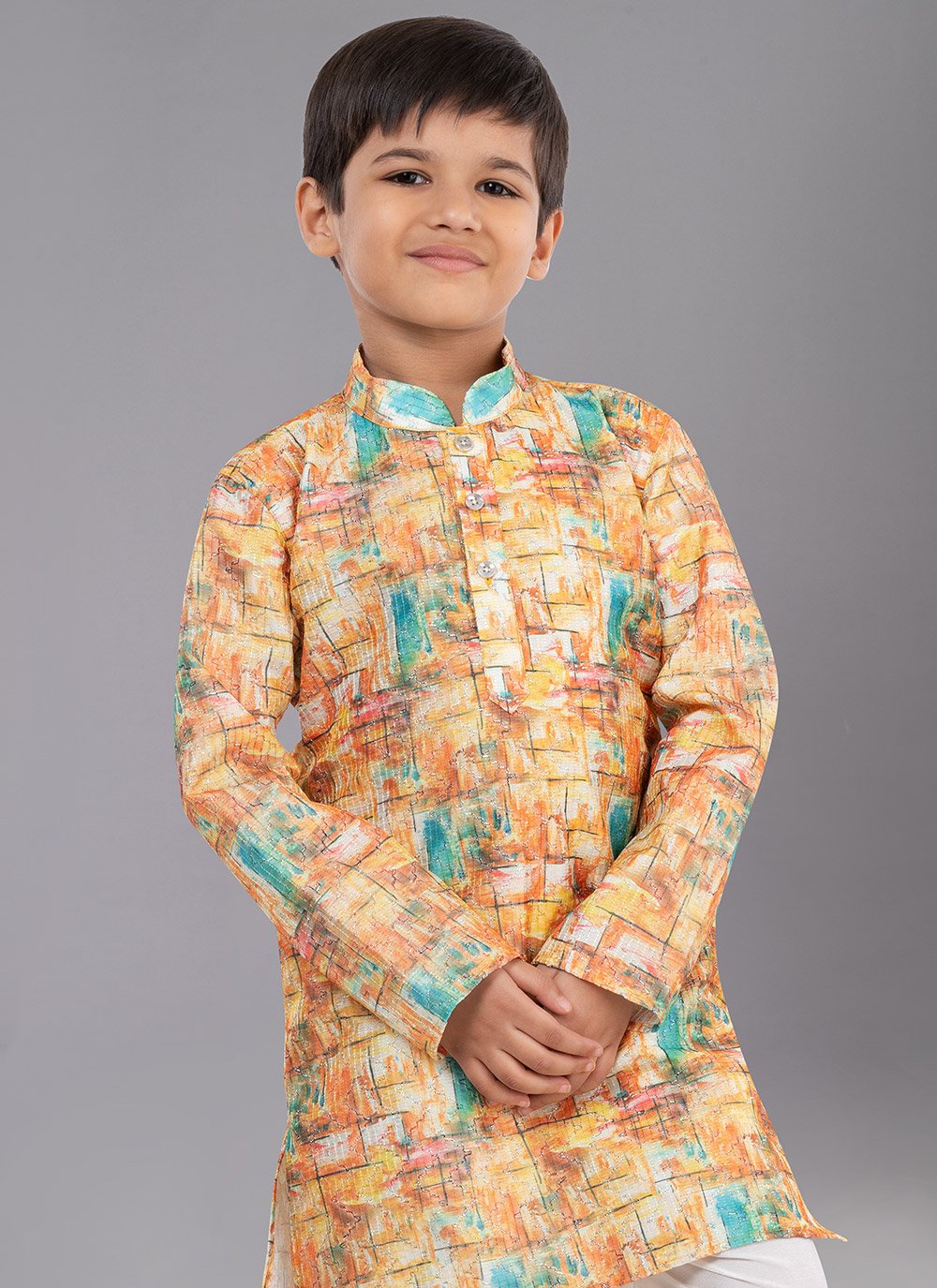 Kurta Pyjama Polyester Multi Colour Digital Print Kids