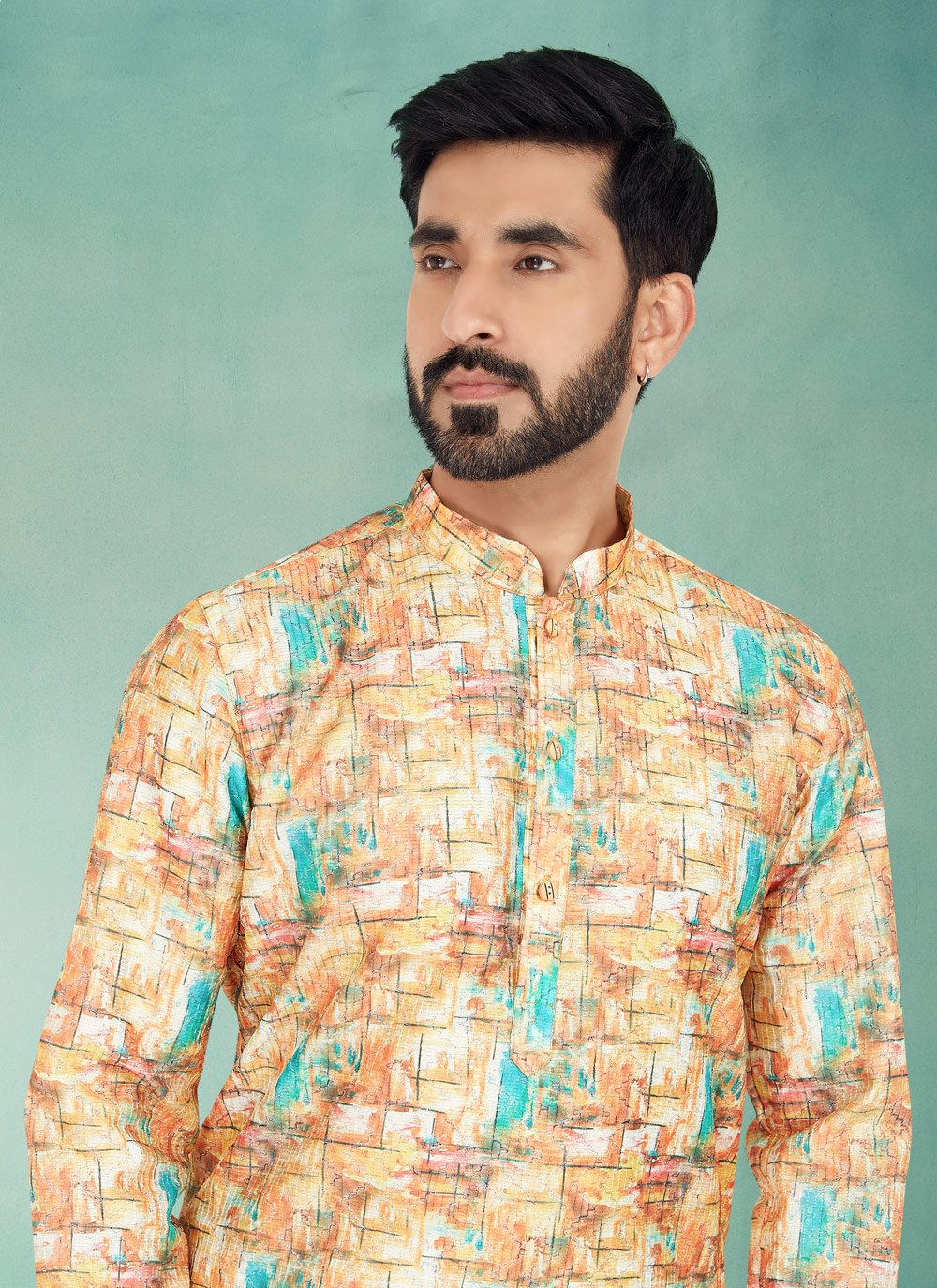 Kurta Pyjama Fancy Fabric Multi Colour Digital Print Mens