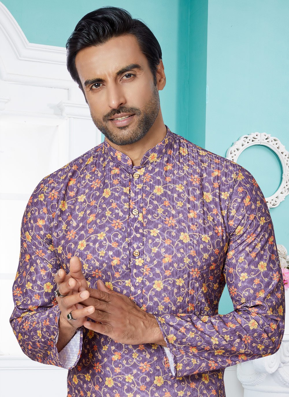 Kurta Pyjama Fancy Fabric Multi Colour Digital Print Mens