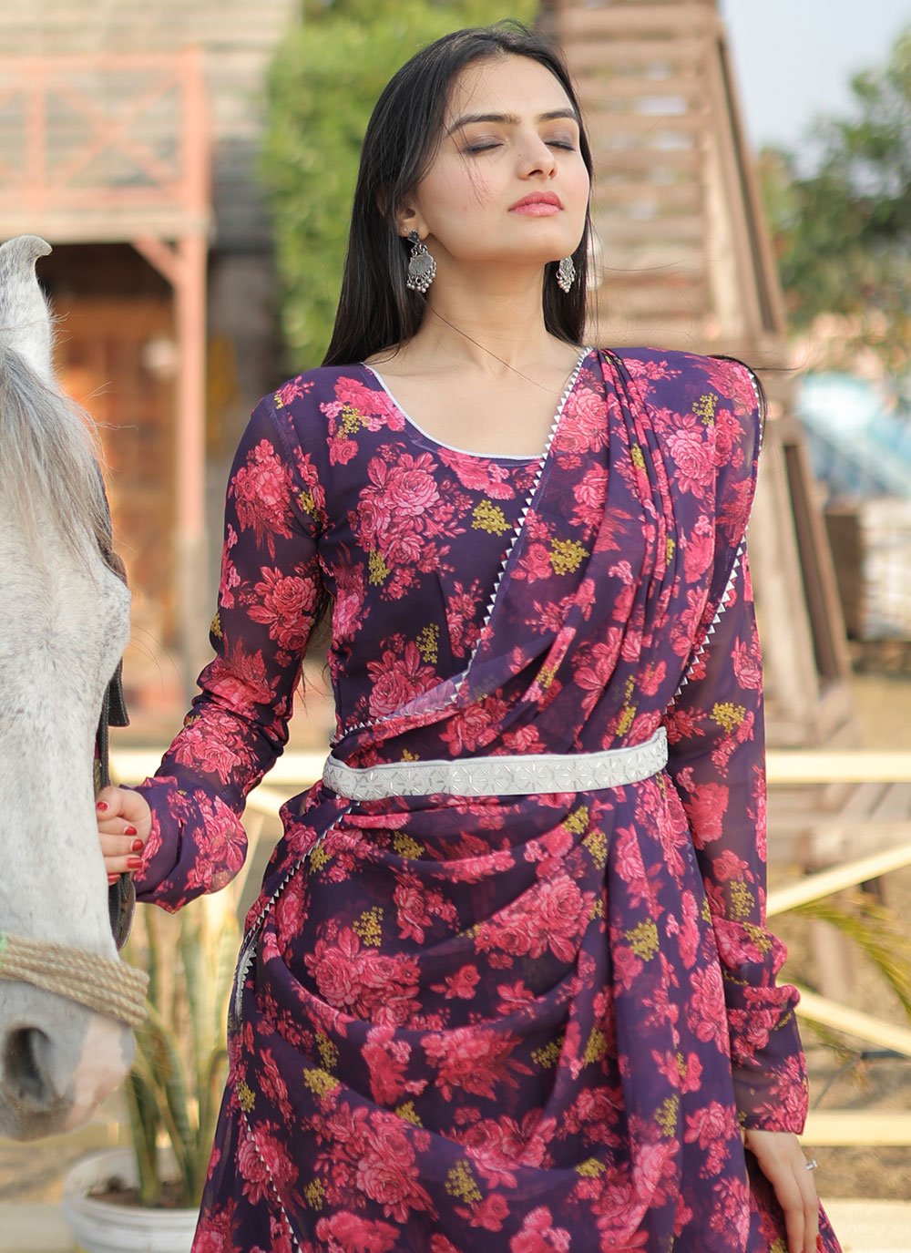 Gown Faux Georgette Multi Colour Digital Print Gown