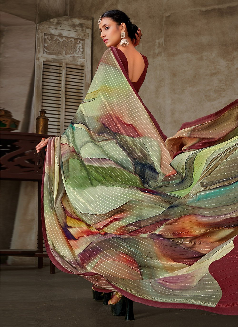 Trendy Saree Georgette Multi Colour Print Saree