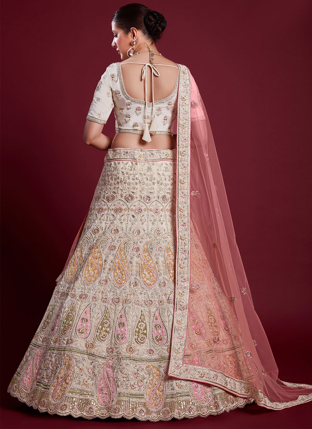 Lehenga Choli Georgette Multi Colour Dori Work Lehenga Choli