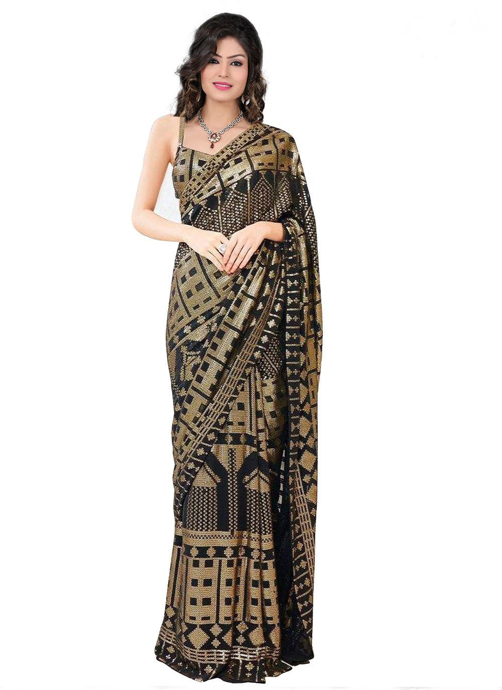 Trendy Saree Georgette Multi Colour Embroidered Saree