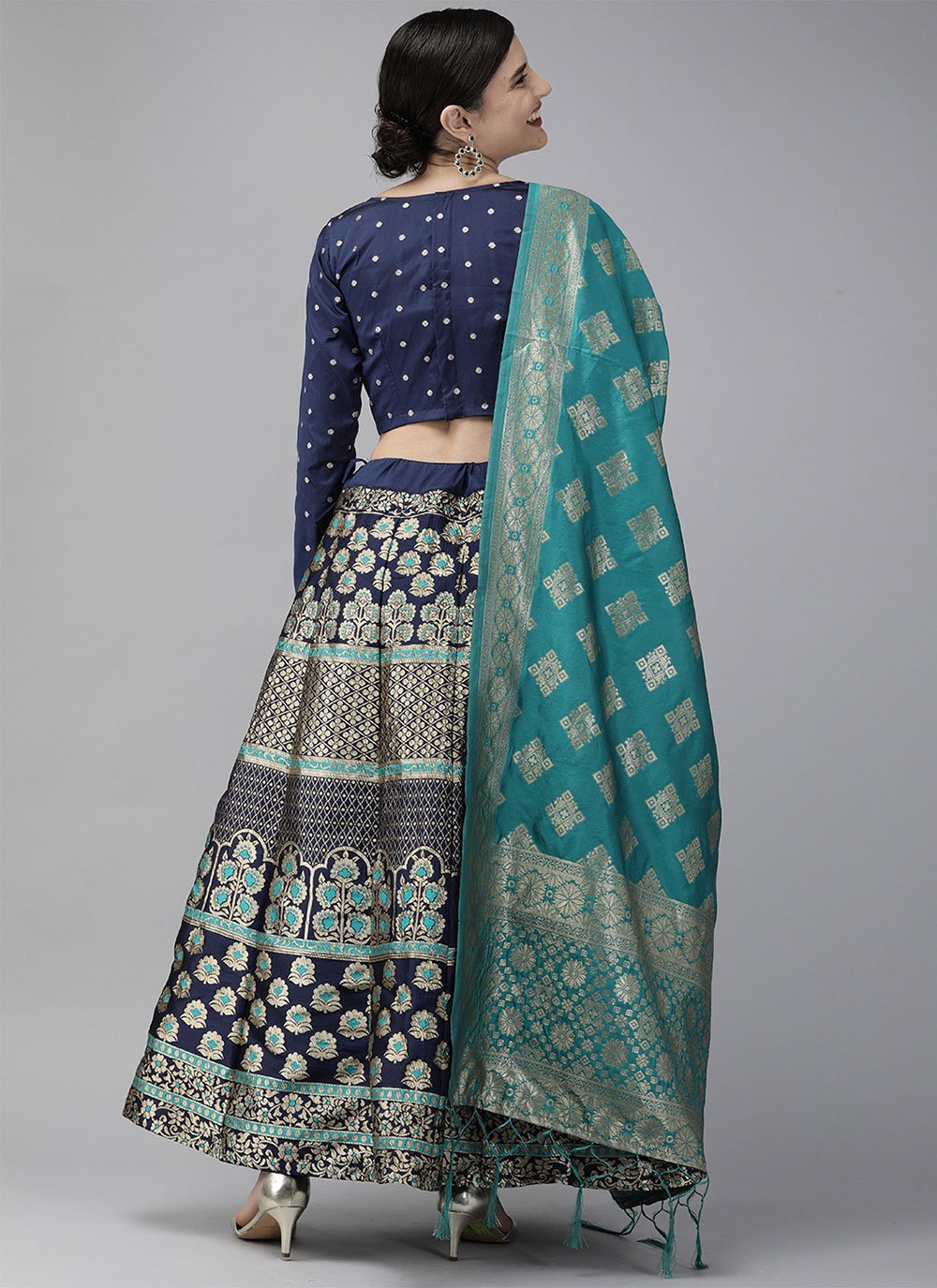 Lehenga Choli Banglori Silk Jacquard Multi Colour Jacquard Work Lehenga Choli