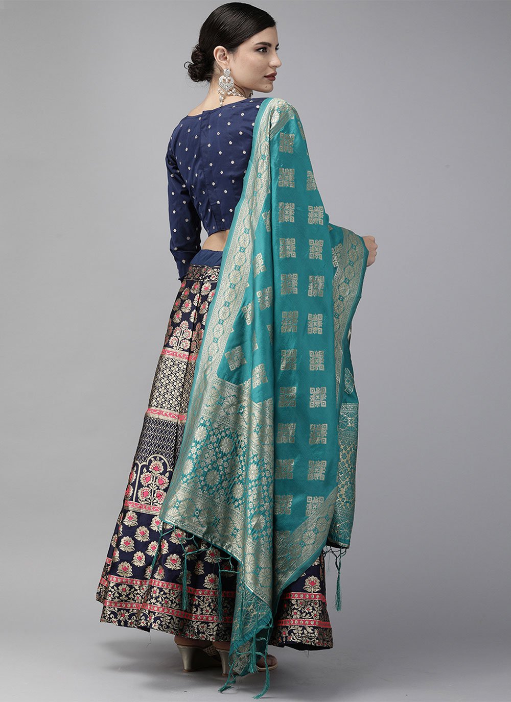 Lehenga Choli Banarasi Silk Jacquard Multi Colour Jacquard Work Lehenga Choli