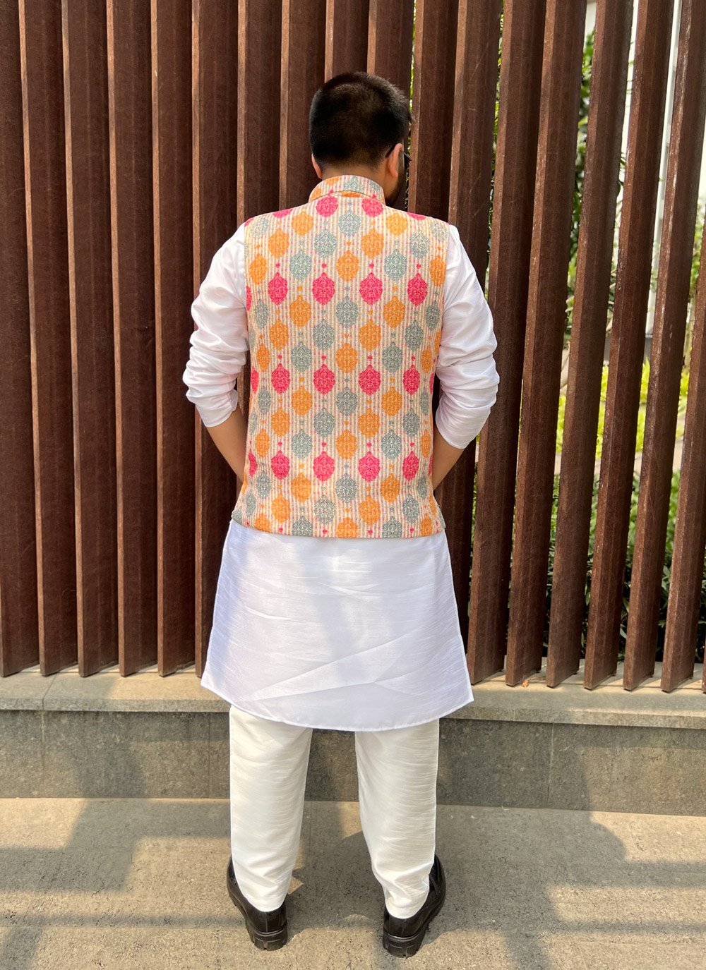 Nehru Jackets Cotton Multi Colour Print Mens