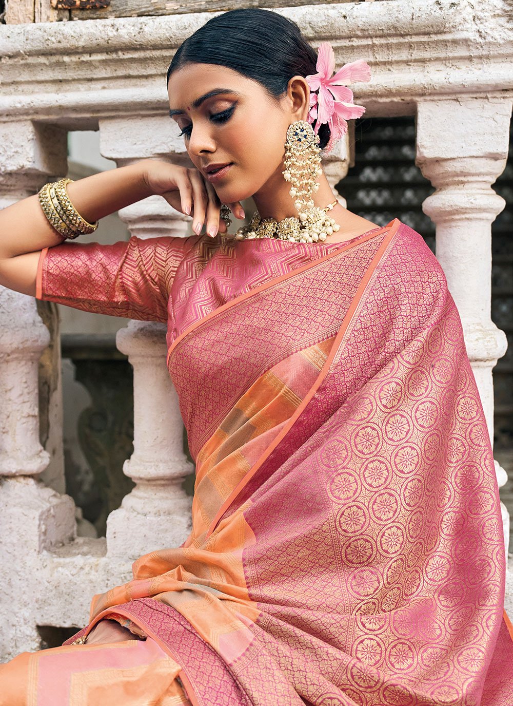Classic Organza Multi Colour Weaving Saree