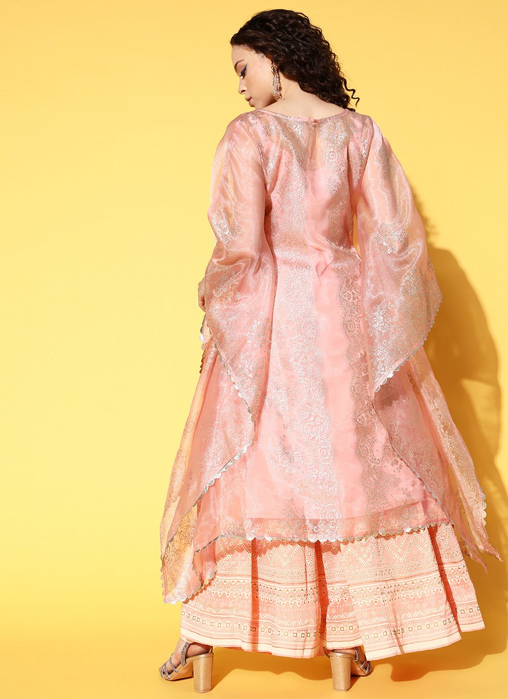 Party Wear Kurti Organza Multi Colour Print Kurtis