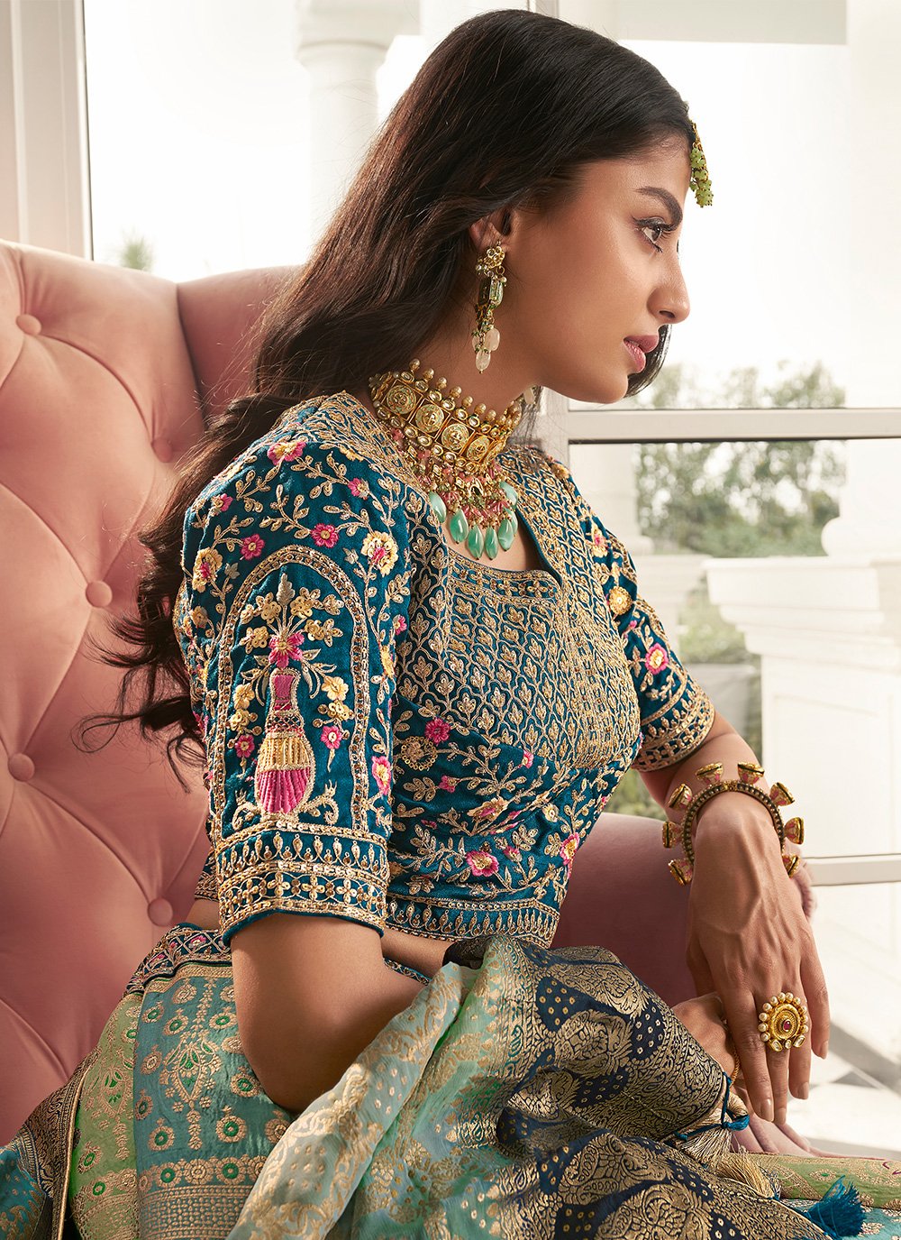 Lehenga Choli Silk Multi Colour Embroidered Lehenga Choli