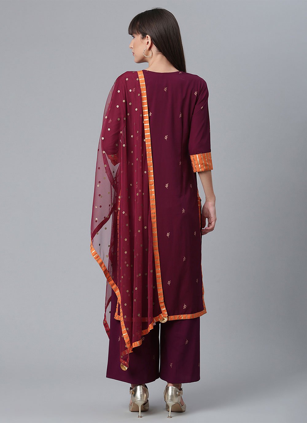 Palazzo Salwar Suit Crepe Silk Multi Colour Plain Salwar Kameez