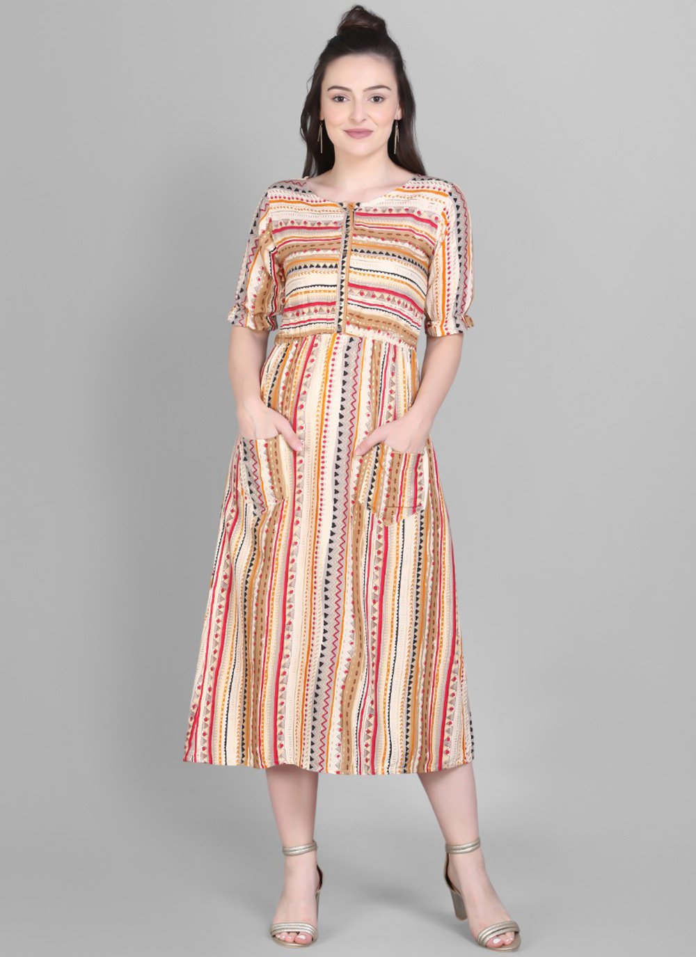 Party Wear Kurti Rayon Multi Colour Print Kurtis