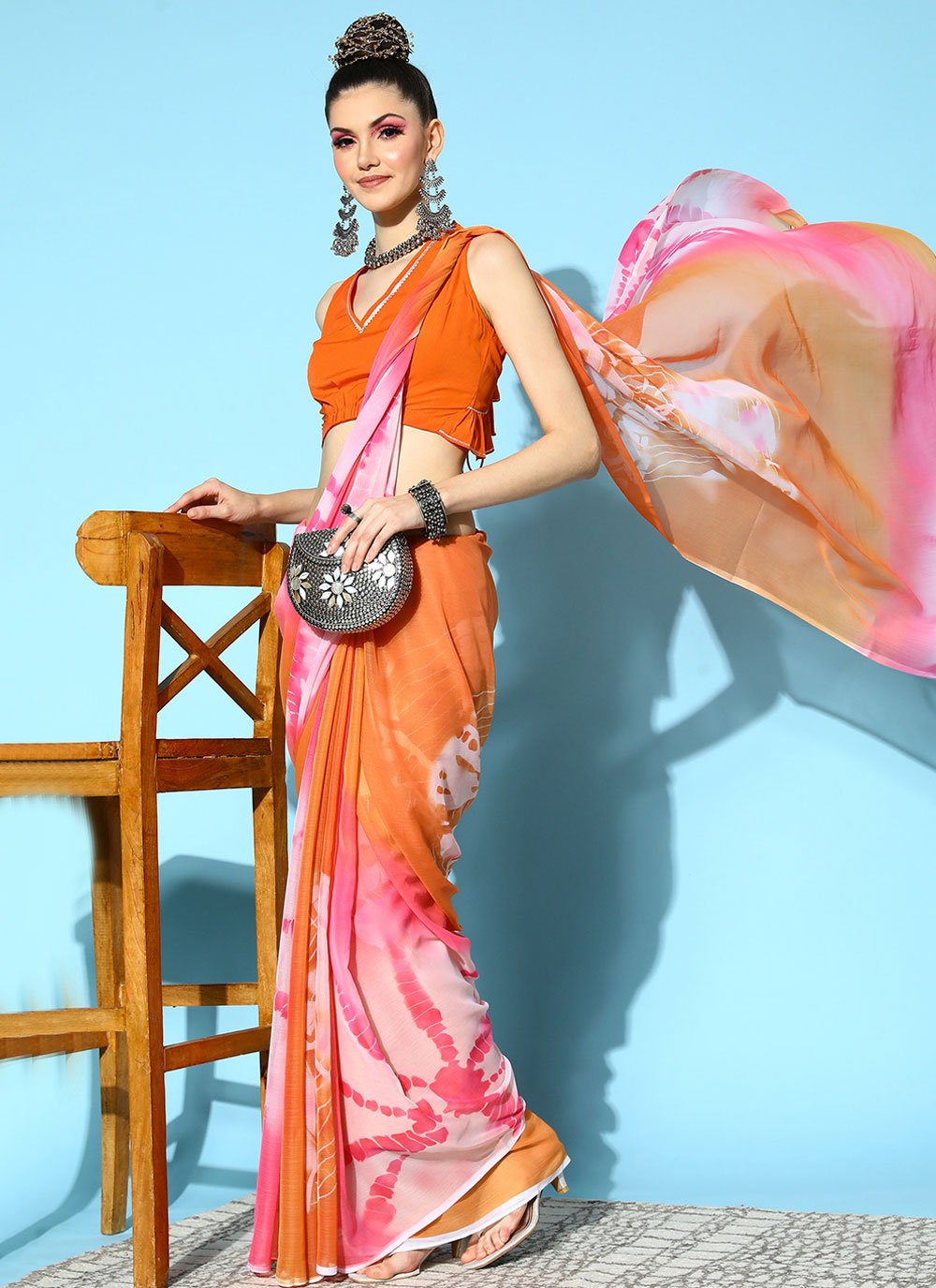 Contemporary Chiffon Multi Colour Print Saree