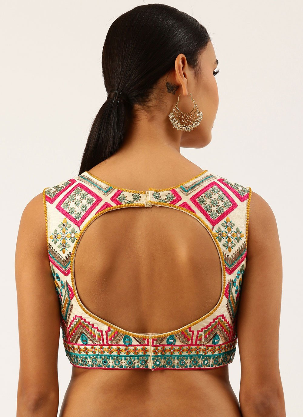 Designer Blouse Silk Multi Colour Embroidered Blouse