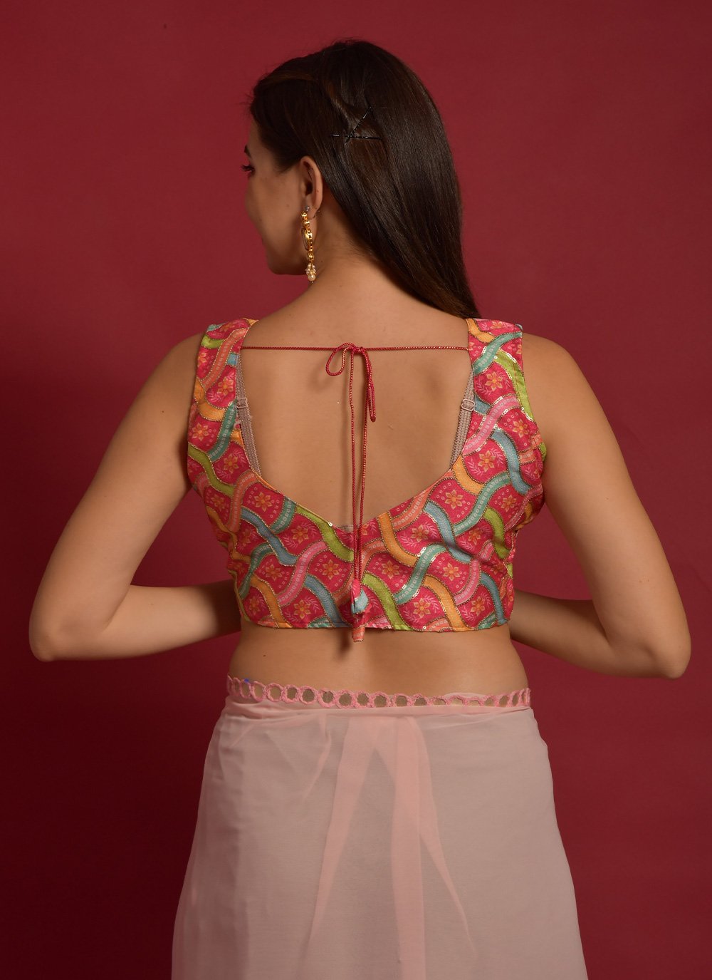 Designer Blouse Satin Multi Colour Embroidered Blouse