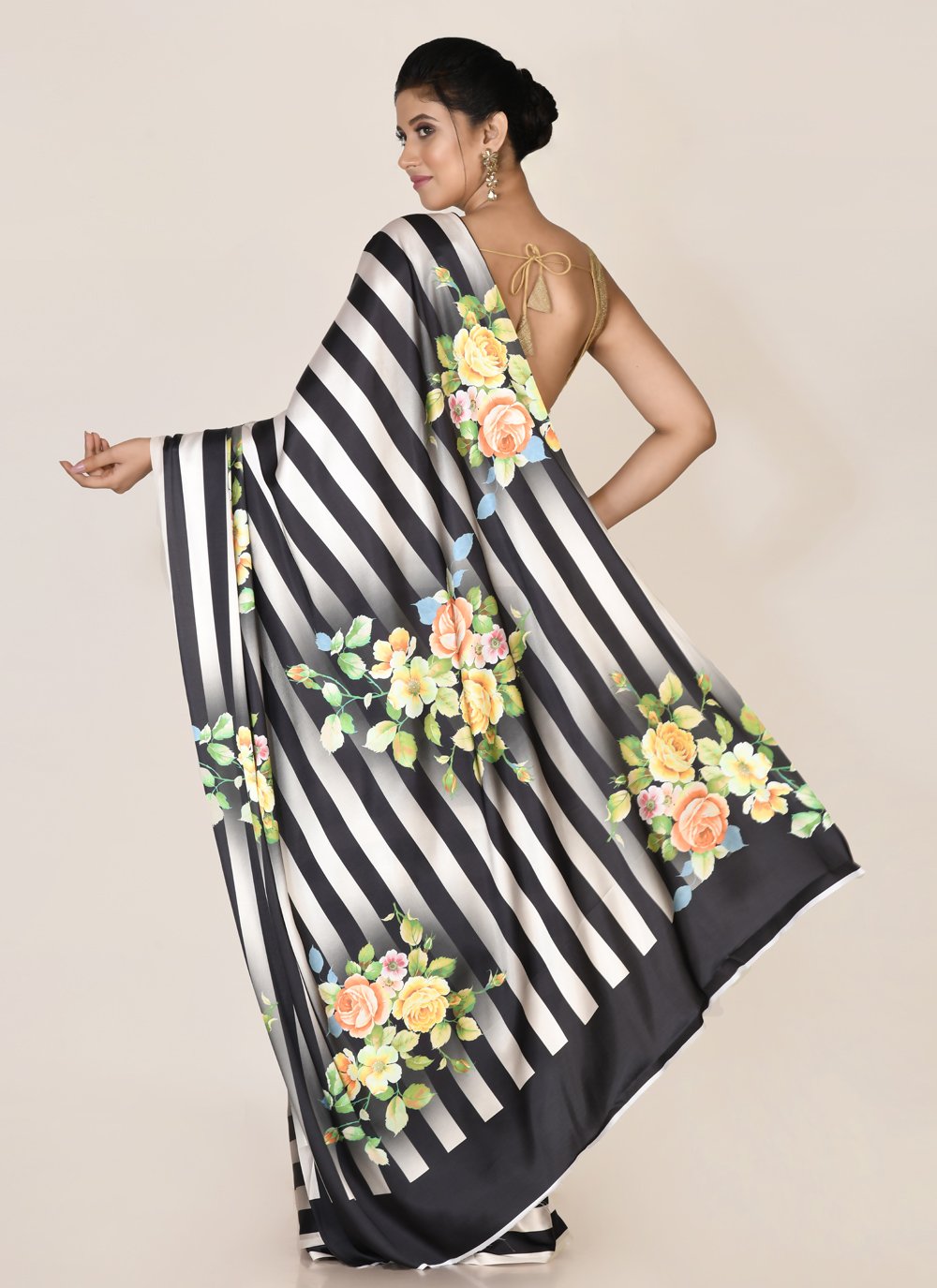 Designer Satin Multi Colour Digital Print Saree