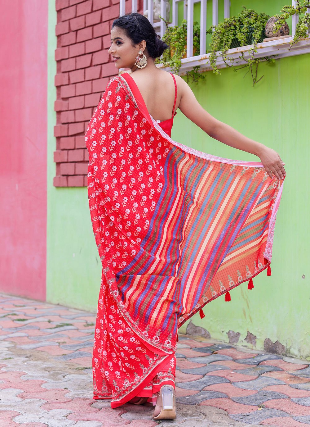 Classic Faux Georgette Multi Colour Digital Print Saree