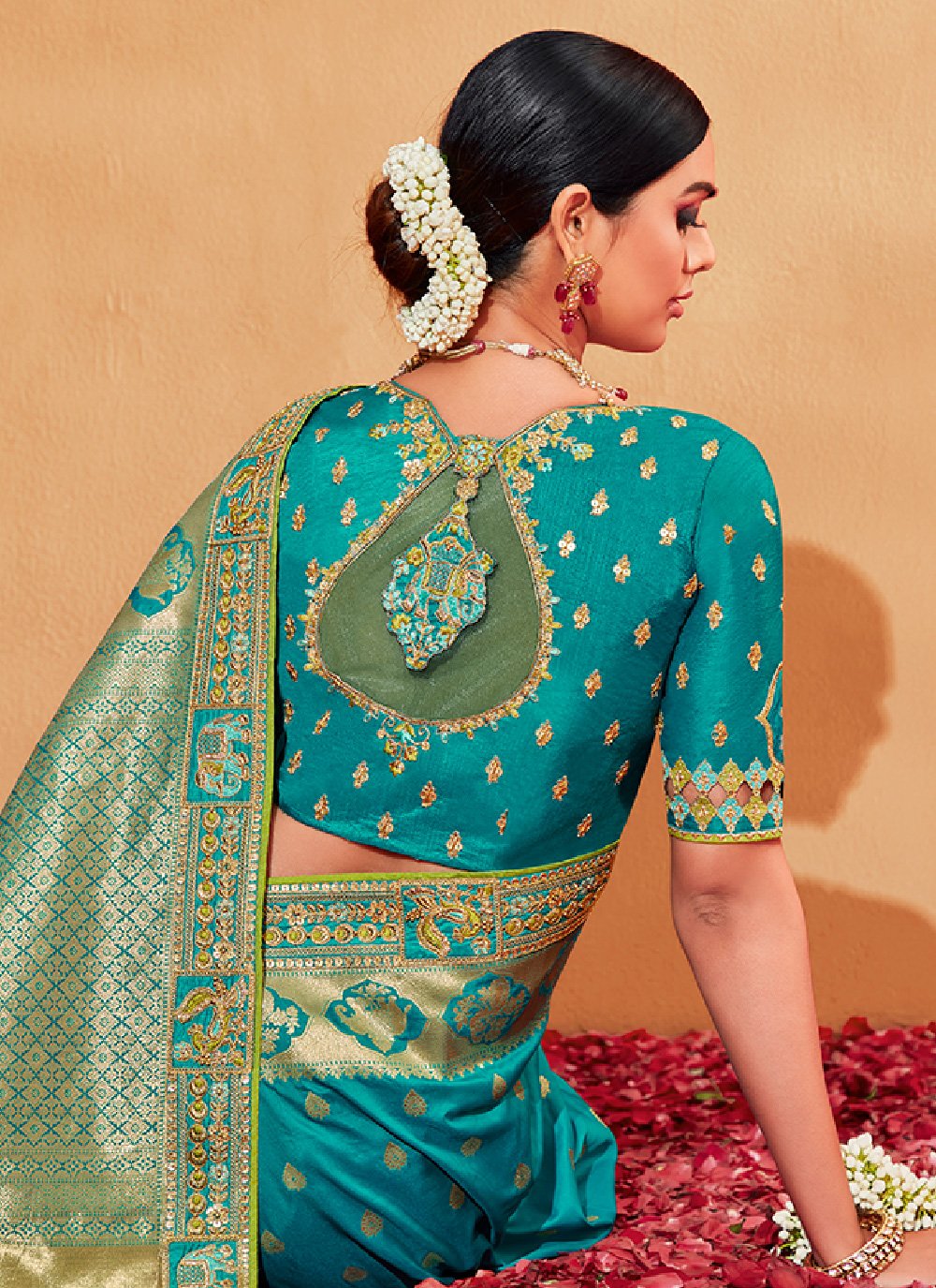 Half N Half Saree Silk Multi Colour Patch Border Saree