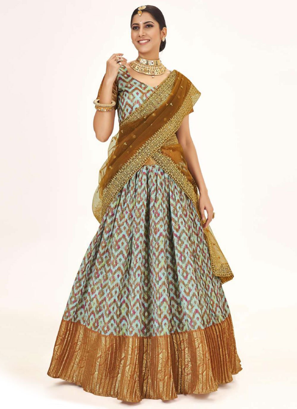 A Line Lehenga Silk Multi Colour Digital Print Lehenga Choli