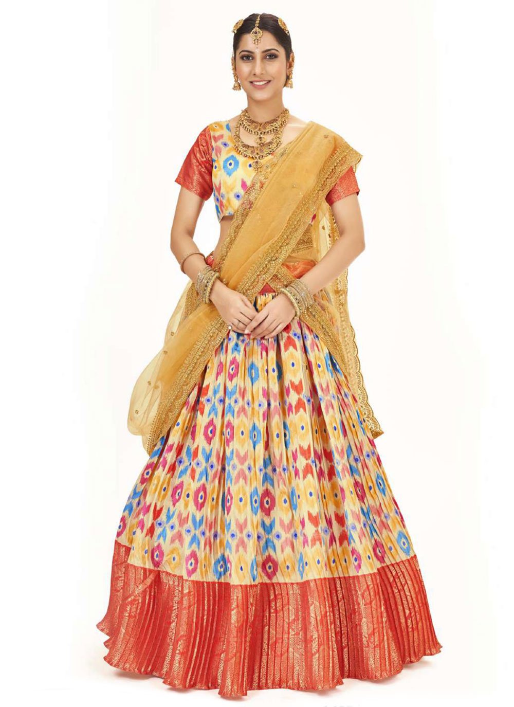 A Line Lehenga Silk Multi Colour Digital Print Lehenga Choli