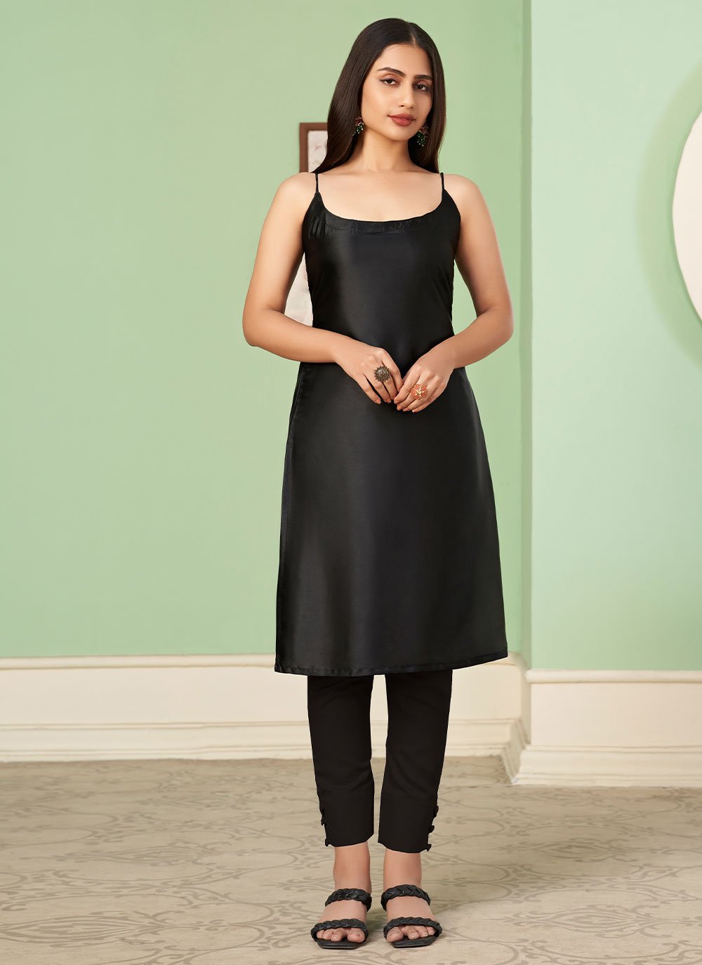 Jacket Style Suit Georgette Black Embroidered Salwar Kameez