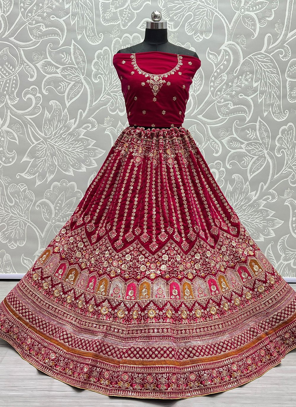 Lehenga Choli Velvet Rani Diamond Lehenga Choli