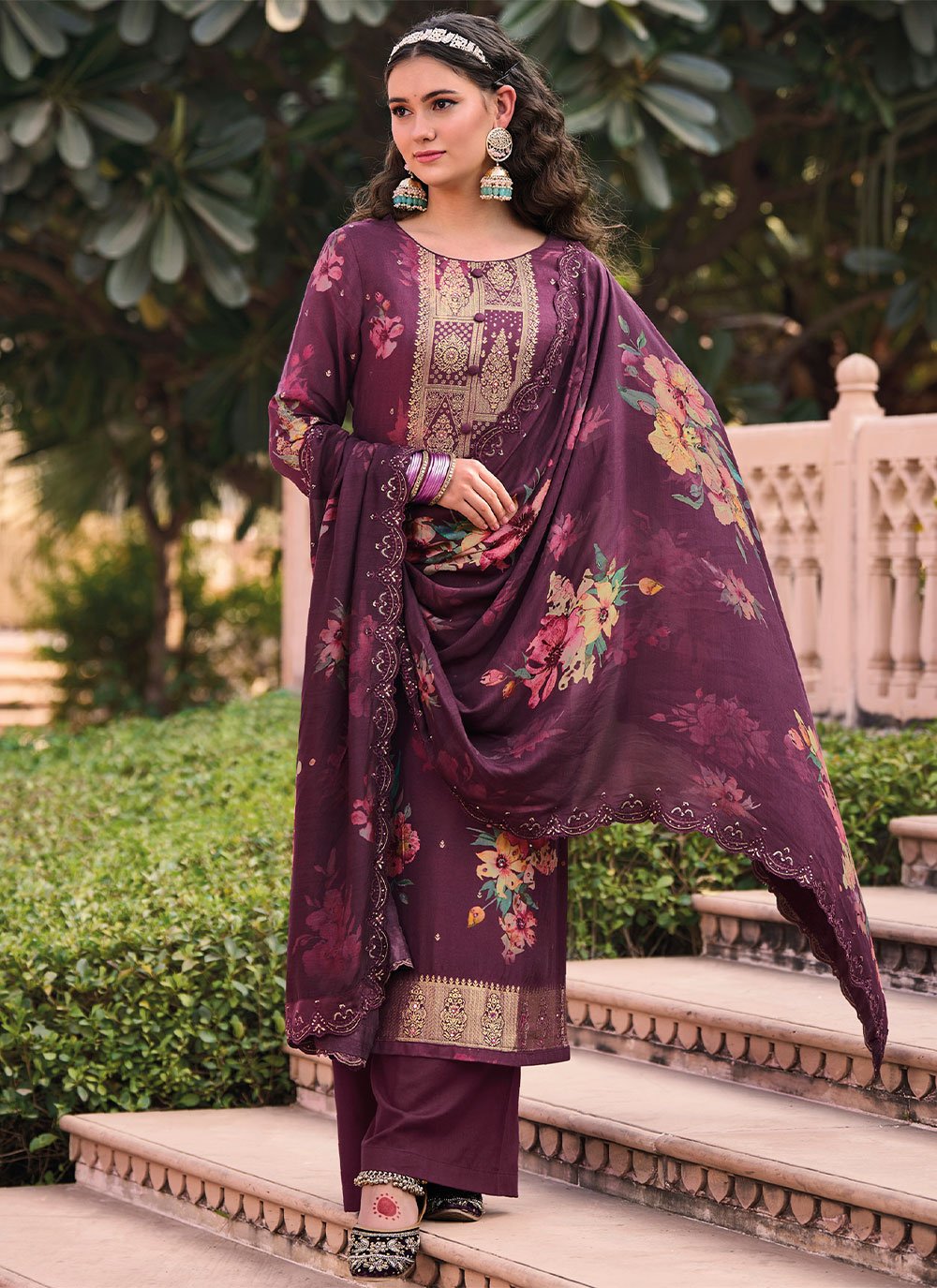 Trendy Suit Muslin Purple Digital Print Salwar Kameez