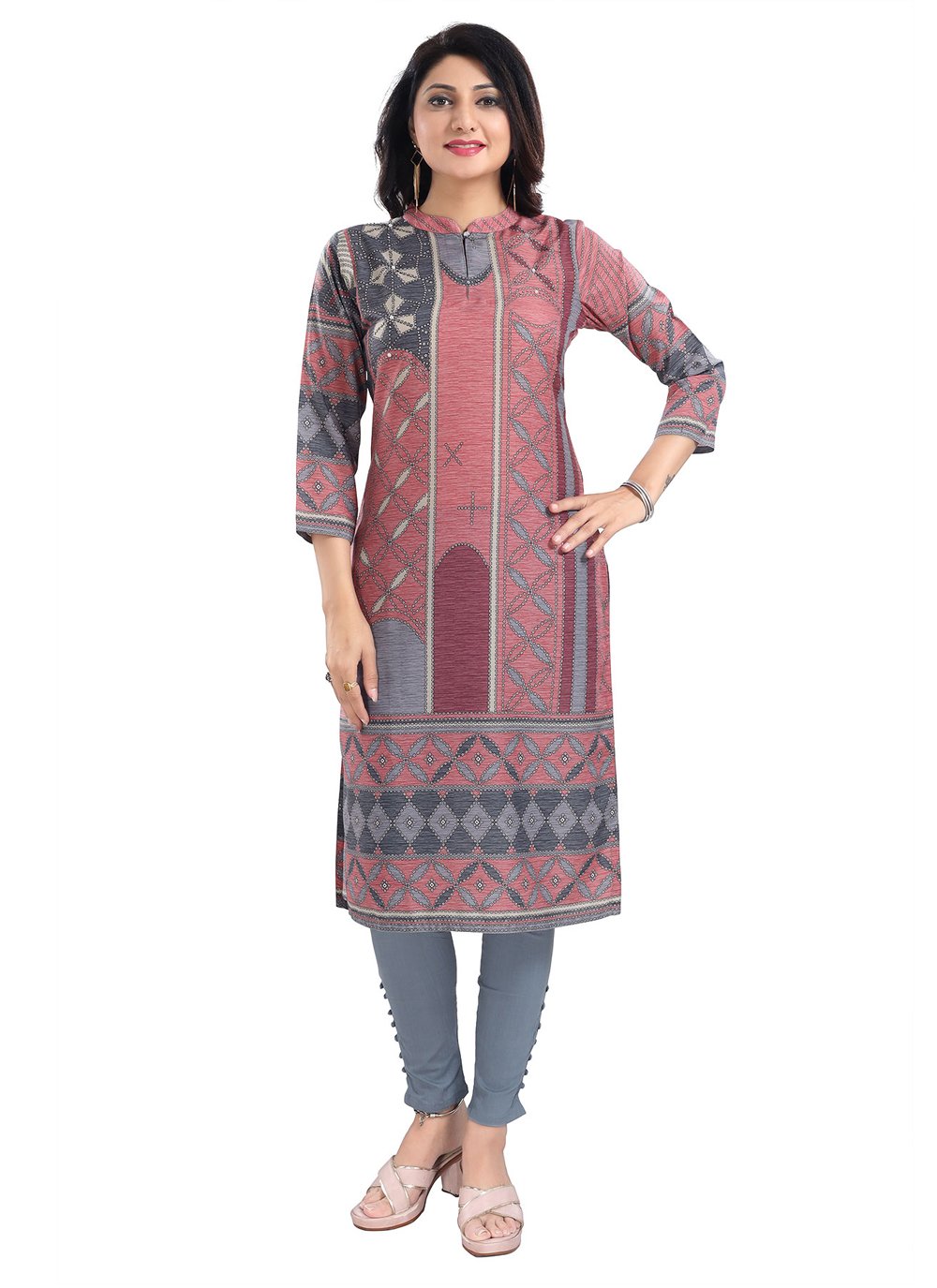 Designer Kurti Muslin Pink Print Kurtis