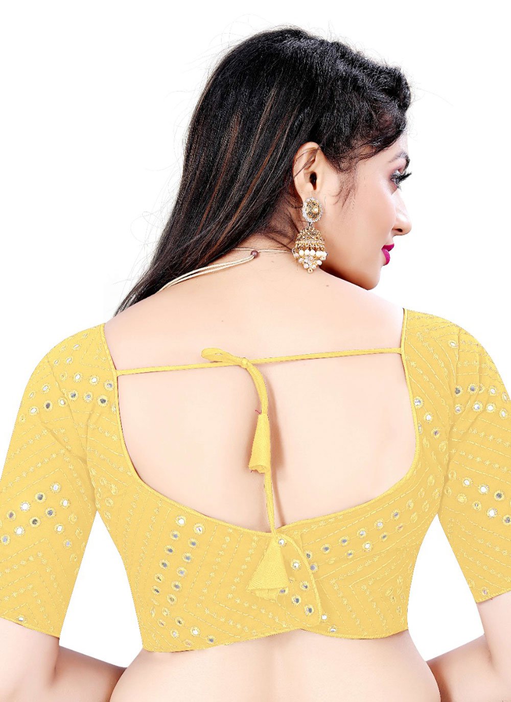 Designer Blouse Georgette Mustard Embroidered Blouse