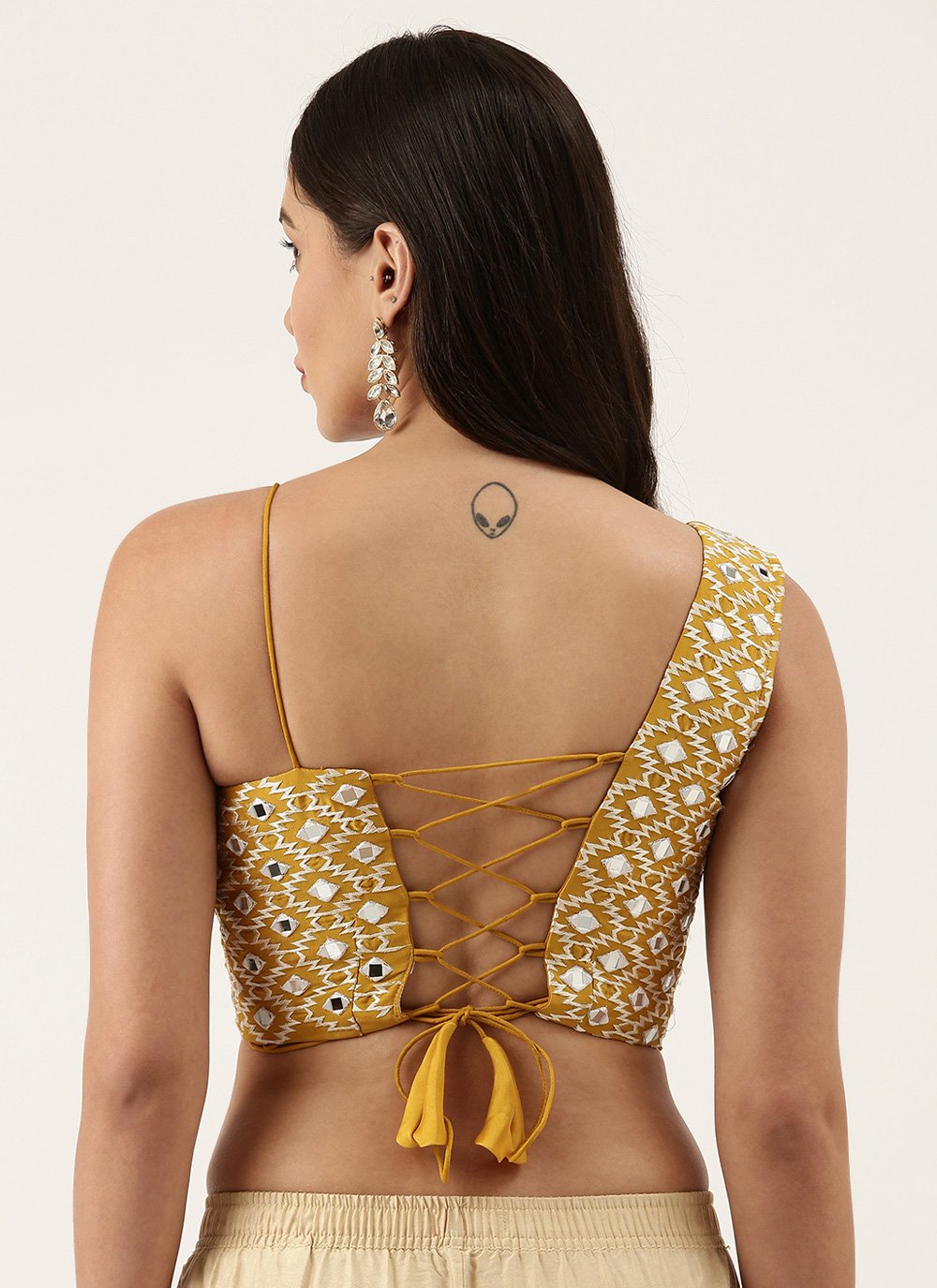 Designer Blouse Raw Silk Mustard Embroidered Blouse