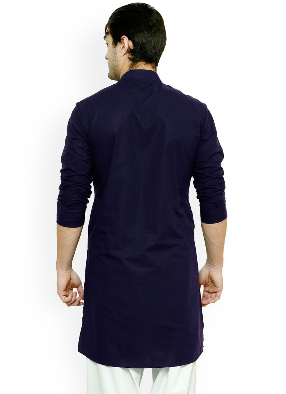 Kurta Blended Cotton Blue Buttons Mens