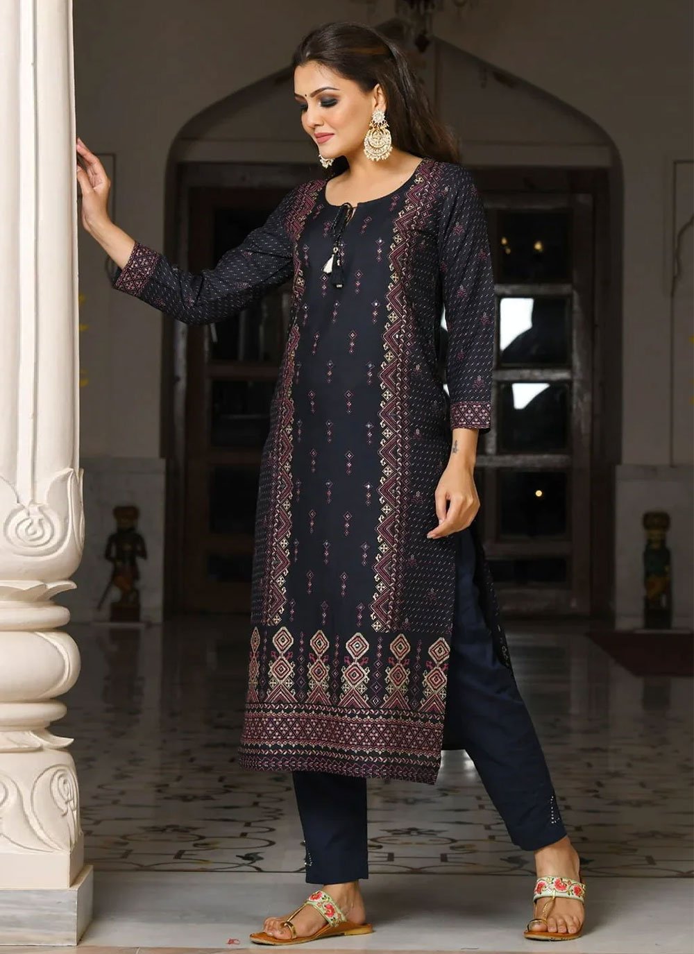 Casual Kurti Rayon Blue Print Kurtis