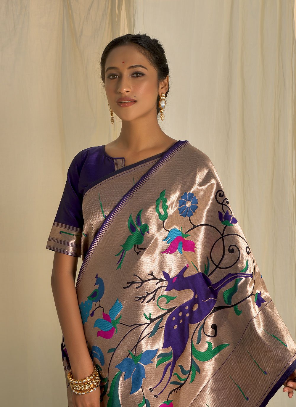 Classic Silk Blue Meenakari Saree