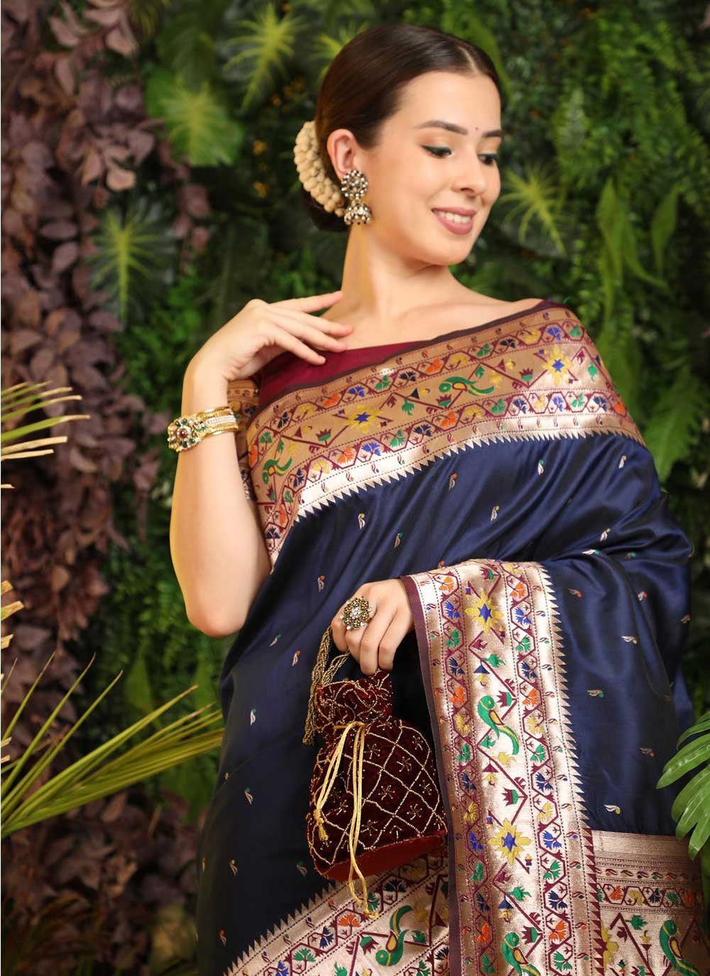 Contemporary Banarasi Silk Blue Woven Saree