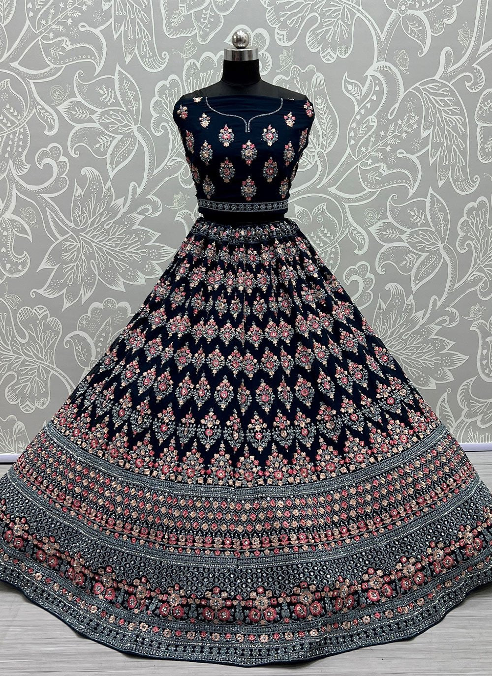 Lehenga Choli Georgette Blue Diamond Lehenga Choli