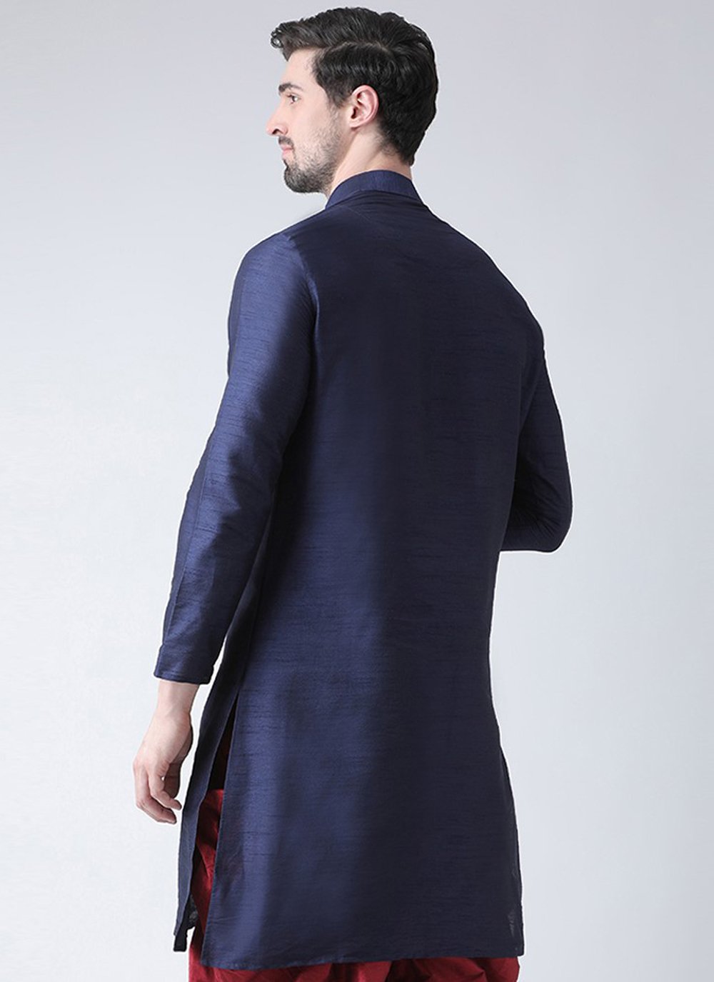 Angrakha Art Dupion Silk Blue Embroidered Mens