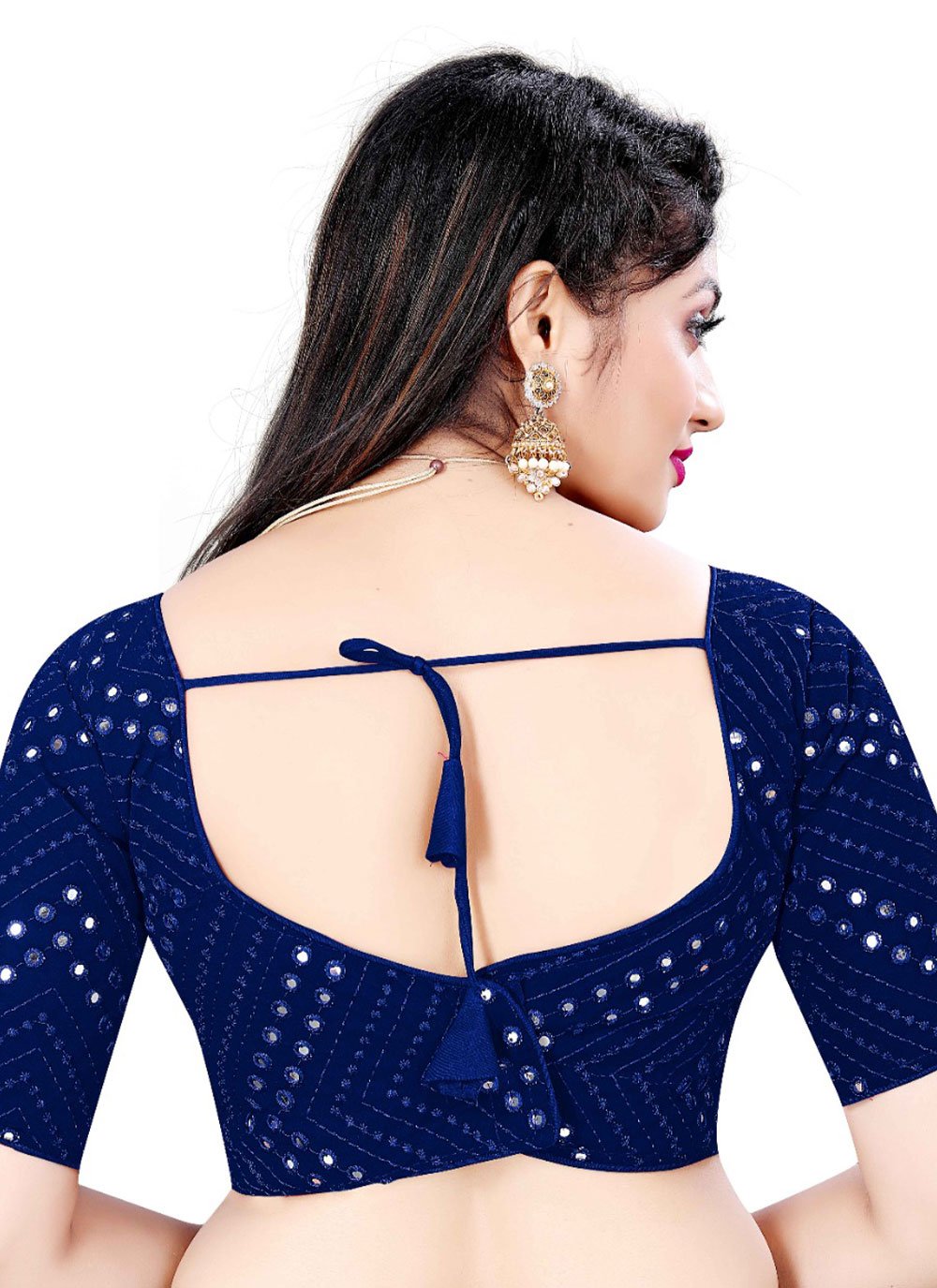 Designer Blouse Georgette Blue Embroidered Blouse